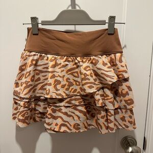 OFFLINE by Aerie Brown and Tan Leopard/Cheetah Maggie Ruffle Tiered Mini Skirt